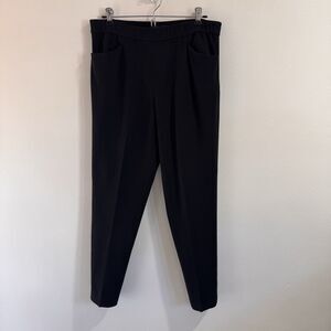 Lafayette 148 New York Pants L Black Pull On Straight Leg Pockets Stretch Knit